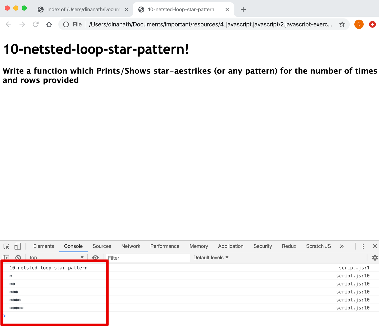 Netsted Loop Star Pattern Example