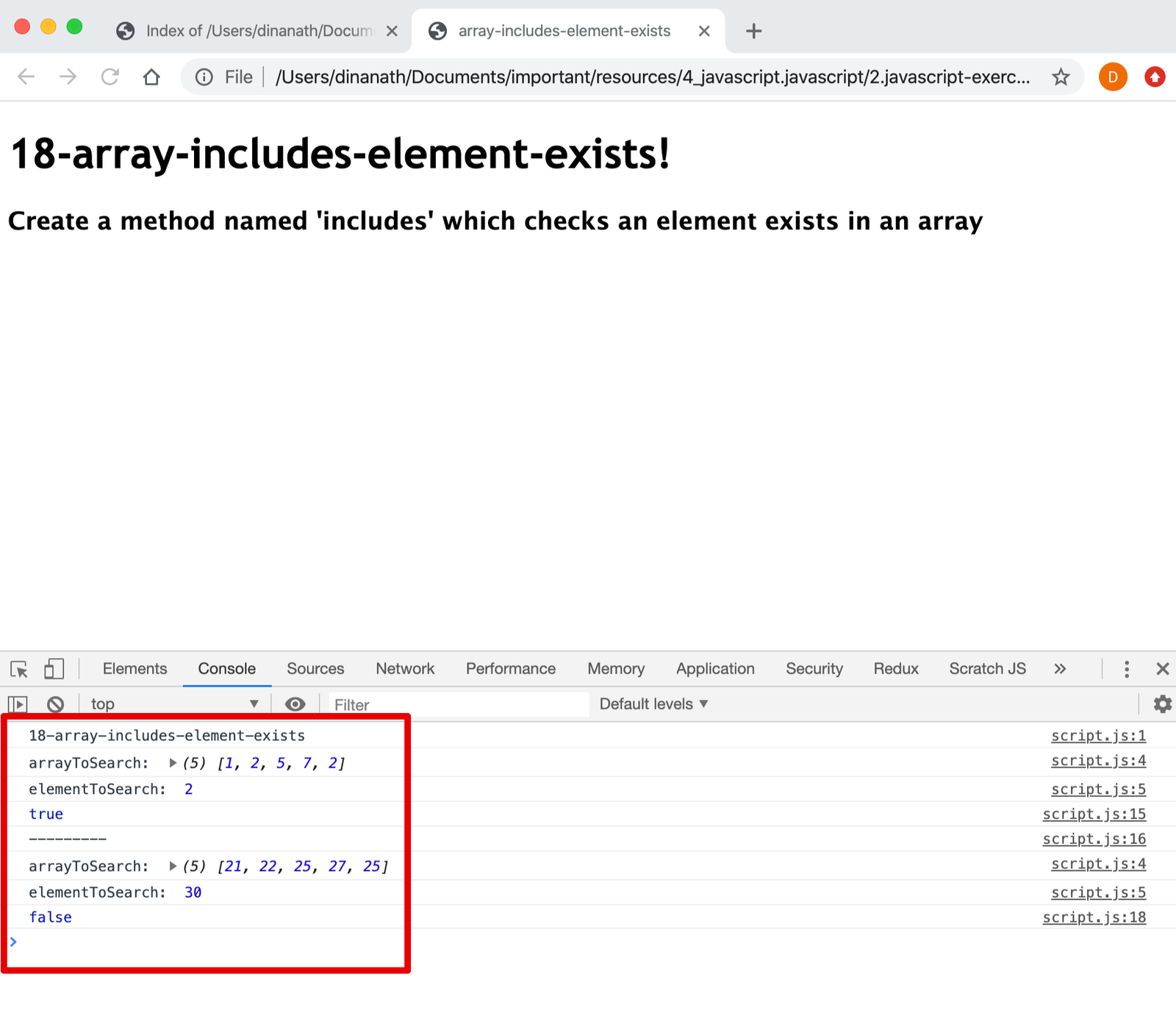 Array Includes Element Exists Using Javascript