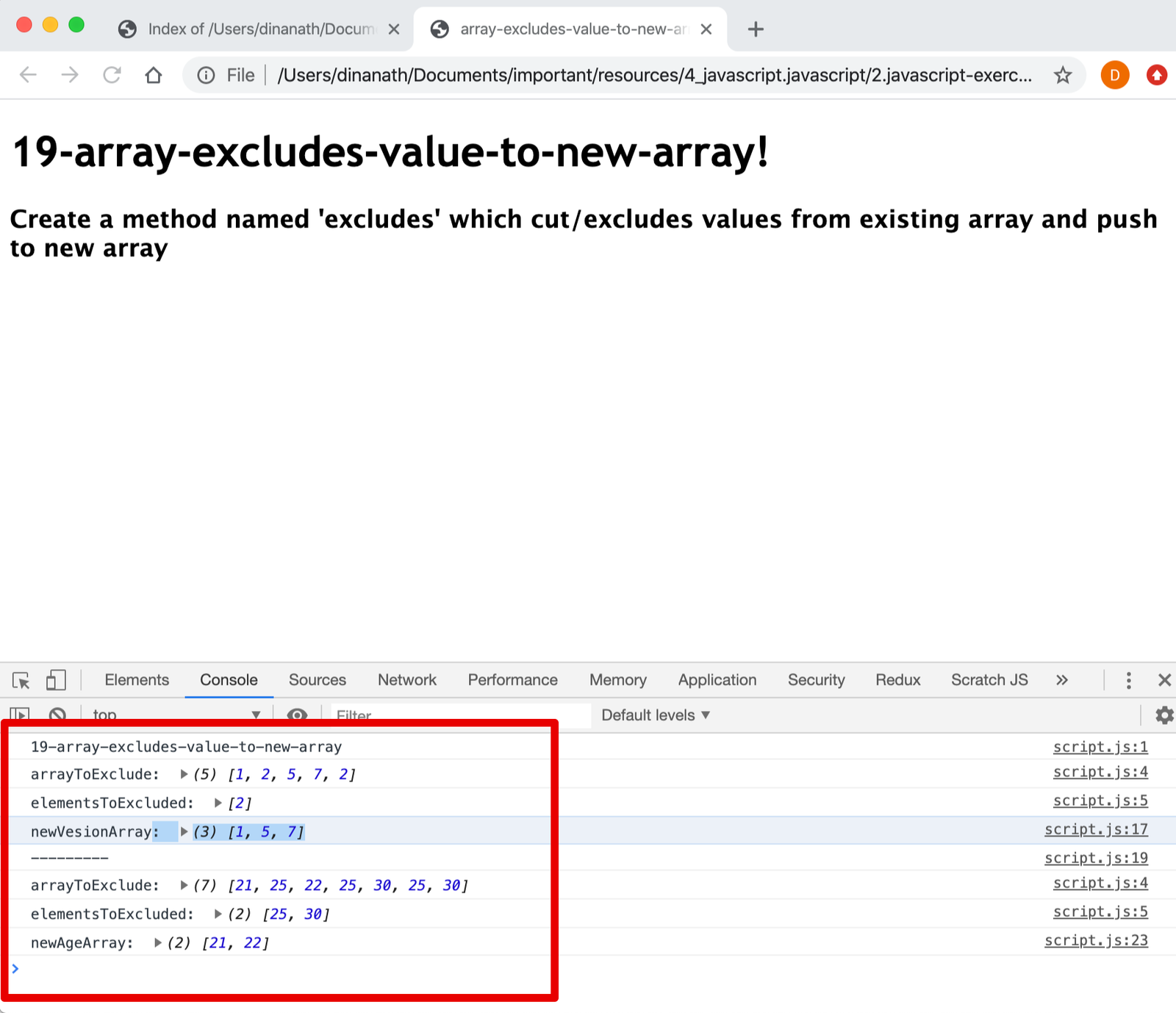 Array Excludes Value To New Array Using Javascript